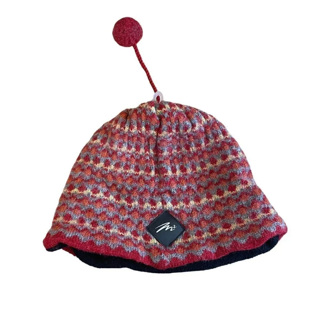Merkley Knit Hat vtg Ski Cap Mt. Bachelor Beanie retro Aztec Wool fleece toddler